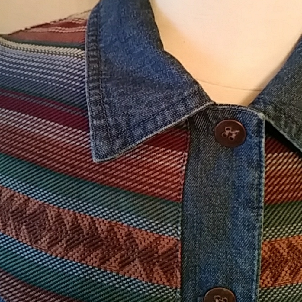 Sharon Young blue denim vest w weaving-sz M - Picture 2 of 6